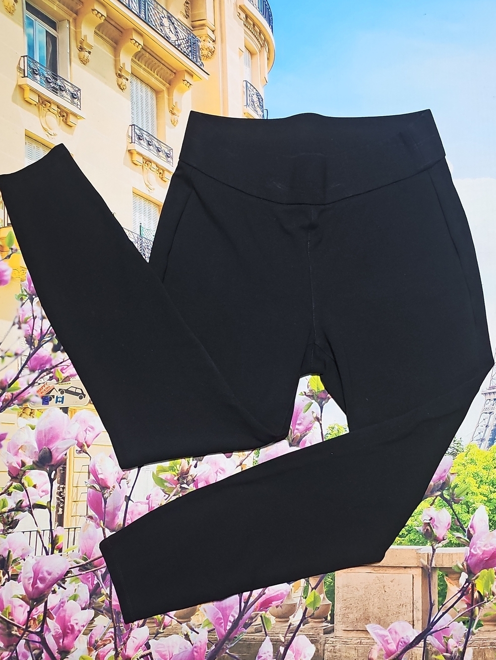 Eileen Fisher Black Skinny Pull On Pants Size Medium Petite MP